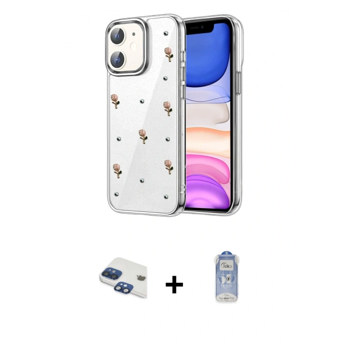 MARSİLYAN™- iPhone 11 Kılıf Yörünge Form - Siyah Joko Magic 5D Cam + Pers Alüminyum Kamera Lens - LT