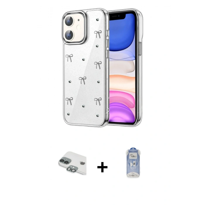 MARSİLYAN™- iPhone 11 Kılıf Yörünge Form - Siyah Joko Magic 5D Cam + Pers Alüminyum Kamera Lens - YL