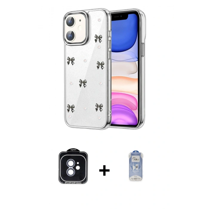 MARSİLYAN™- iPhone 11 Kılıf Yörünge Form - Siyah Joko Magic 5D Cam + PVD Metal Kamera Lens - MI