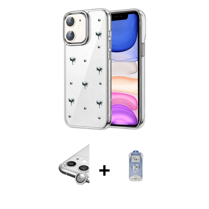 MARSİLYAN™- iPhone 11 Kılıf Yörünge Form - Siyah Joko Magic 5D Cam + Raze Metal Kamera Lens - GS