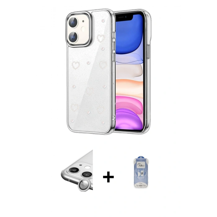 MARSİLYAN™- iPhone 11 Kılıf Yörünge Form - Siyah Joko Magic 5D Cam + Raze Metal Kamera Lens - GS