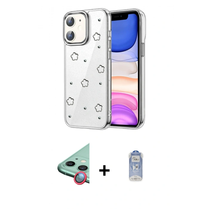 MARSİLYAN™- iPhone 11 Kılıf Yörünge Form - Siyah Joko Magic 5D Cam + Raze Metal Kamera Lens - KI
