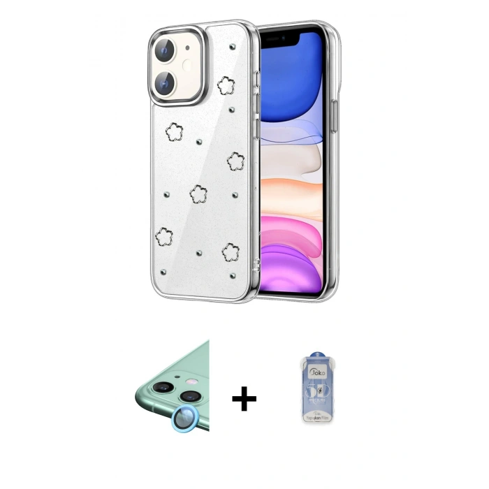 MARSİLYAN™- iPhone 11 Kılıf Yörünge Form - Siyah Joko Magic 5D Cam + Raze Metal Kamera Lens - MI