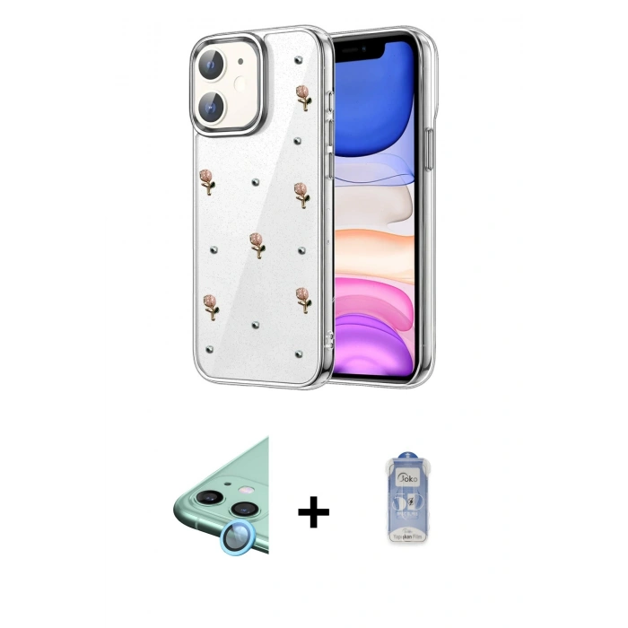 MARSİLYAN™- iPhone 11 Kılıf Yörünge Form - Siyah Joko Magic 5D Cam + Raze Metal Kamera Lens - MI