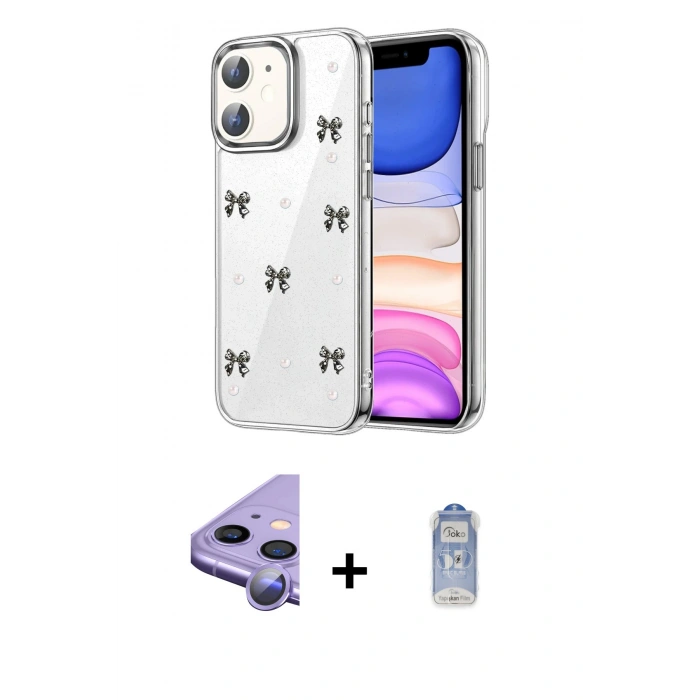 MARSİLYAN™- iPhone 11 Kılıf Yörünge Form - Siyah Joko Magic 5D Cam + Raze Metal Kamera Lens - MR