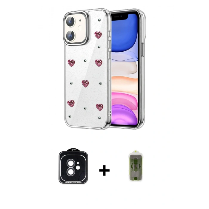 MARSİLYAN™- iPhone 11 Kılıf Yörünge Form - Siyah Joko Magic 5D Hayalet Cam + PVD Metal Kamera Lens - SH