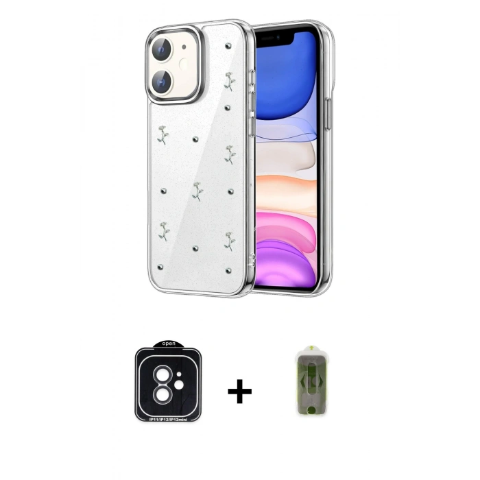 MARSİLYAN™- iPhone 11 Kılıf Yörünge Form - Siyah Joko Magic 5D Hayalet Cam + PVD Metal Kamera Lens - SH