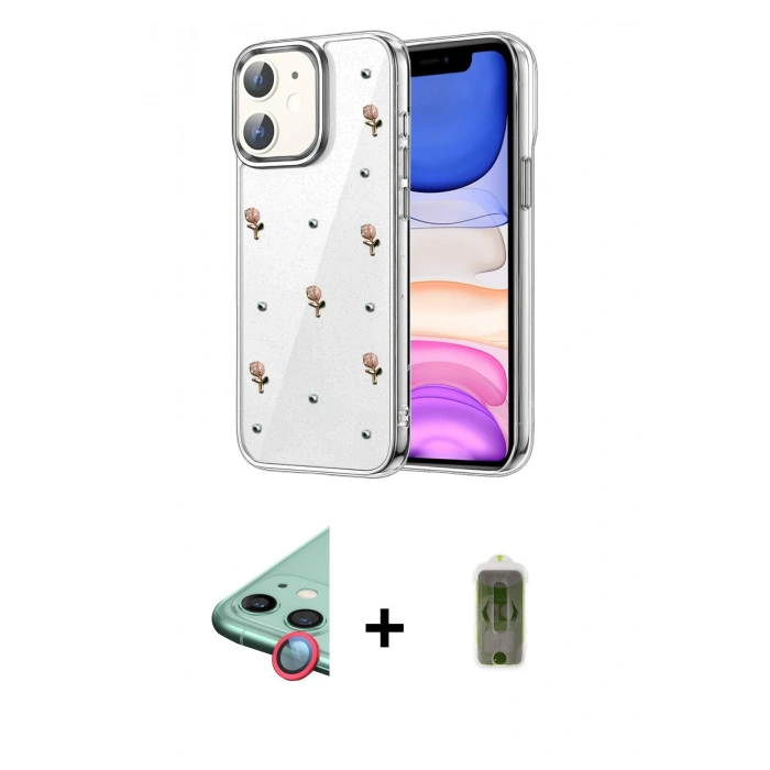MARSİLYAN™- iPhone 11 Kılıf Yörünge Form - Siyah Joko Magic 5D Hayalet Cam + Raze Metal Kamera Lens - KI