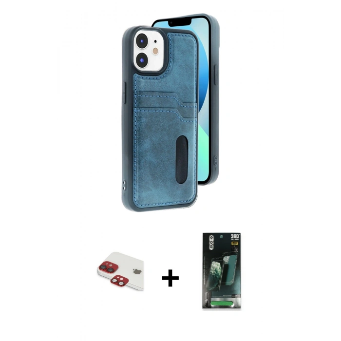 MARSİLYAN™- iPhone 11 Kılıf Yörünge Işık Serisi - Şeffaf 360 Full Body Arka Koruyucu + Pers Alüminyum Kamera Lens - KI