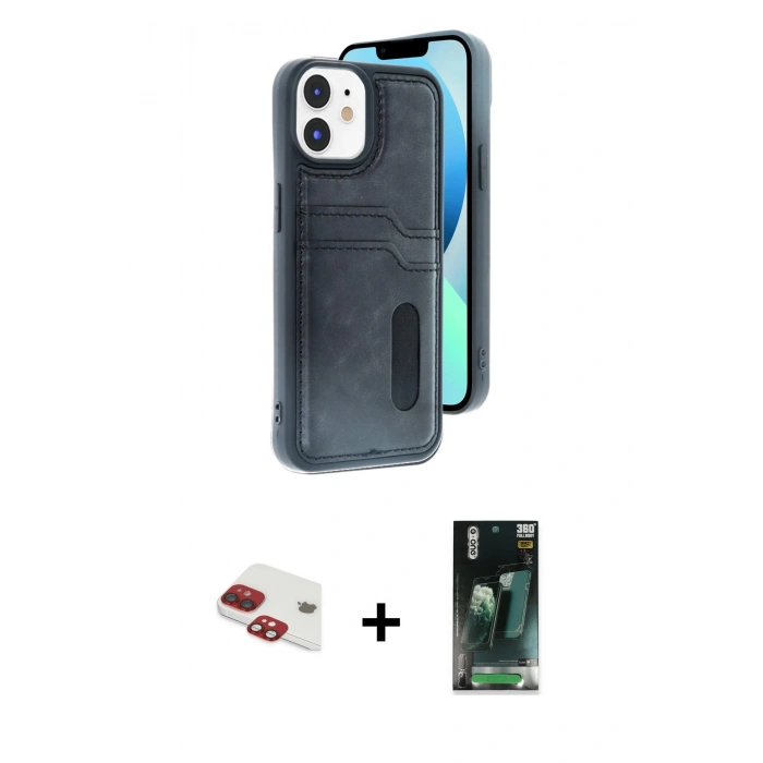 MARSİLYAN™- iPhone 11 Kılıf Yörünge Işık Serisi - Şeffaf 360 Full Body Arka Koruyucu + Pers Alüminyum Kamera Lens - KI