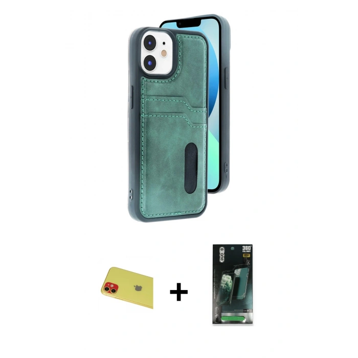 MARSİLYAN™- iPhone 11 Kılıf Yörünge Işık Serisi - Şeffaf 360 Full Body Arka Koruyucu + Rainbow Kamera Lens Koruma Cam - KI