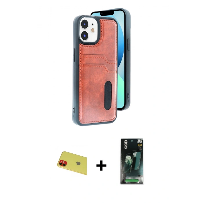 MARSİLYAN™- iPhone 11 Kılıf Yörünge Işık Serisi - Şeffaf 360 Full Body Arka Koruyucu + Rainbow Kamera Lens Koruma Cam - KI