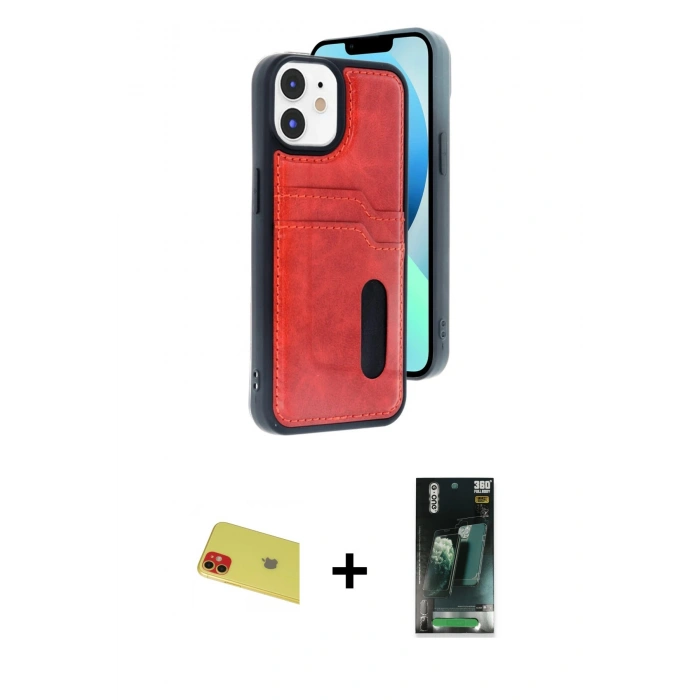 MARSİLYAN™- iPhone 11 Kılıf Yörünge Işık Serisi - Şeffaf 360 Full Body Arka Koruyucu + Rainbow Kamera Lens Koruma Cam - KI