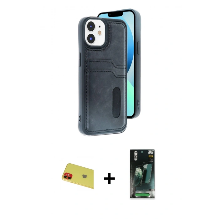 MARSİLYAN™- iPhone 11 Kılıf Yörünge Işık Serisi - Şeffaf 360 Full Body Arka Koruyucu + Rainbow Kamera Lens Koruma Cam - KI
