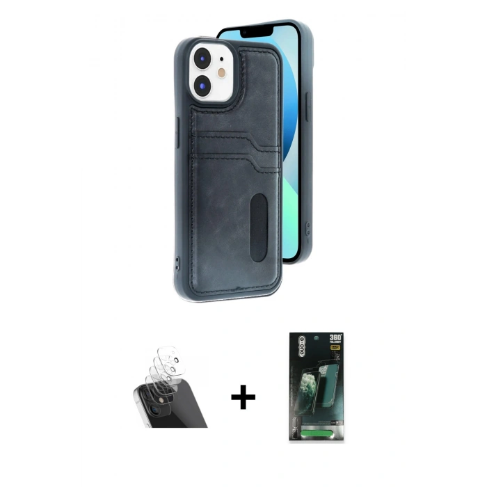 MARSİLYAN™- iPhone 11 Kılıf Yörünge Işık Serisi - Şeffaf 360 Full Body Arka Koruyucu + Kamera Lens Koruma Cam - SF