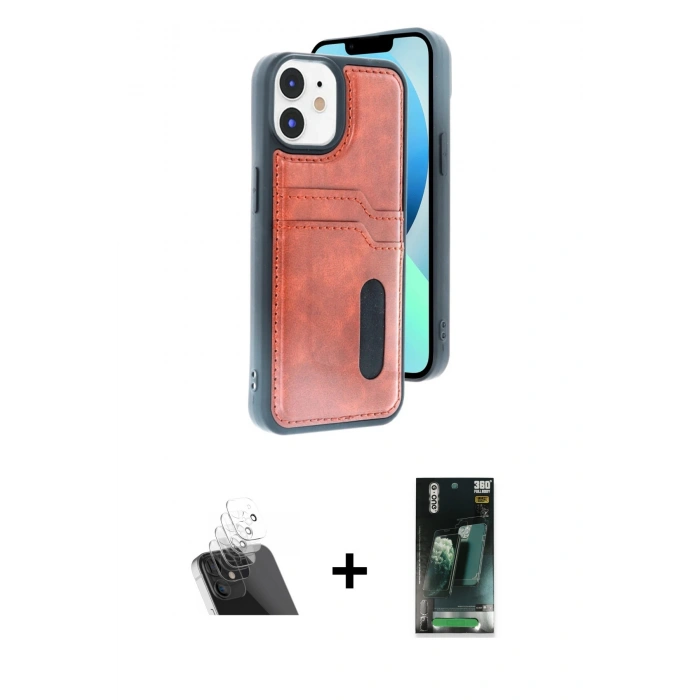 MARSİLYAN™- iPhone 11 Kılıf Yörünge Işık Serisi - Şeffaf 360 Full Body Arka Koruyucu + Kamera Lens Koruma Cam - SF