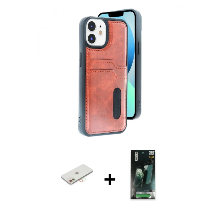 MARSİLYAN™- iPhone 11 Kılıf Yörünge Işık Serisi - Şeffaf 360 Full Body Arka Koruyucu + Renkli Kamera Lens Koruma Cam - YL