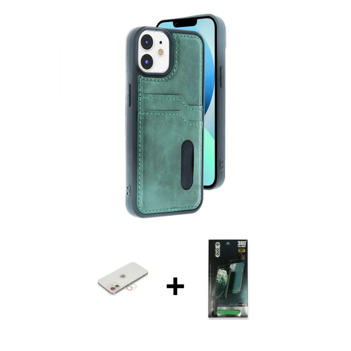 MARSİLYAN™- iPhone 11 Kılıf Yörünge Işık Serisi - Şeffaf 360 Full Body Arka Koruyucu + Renkli Kamera Lens Koruma Cam - YL