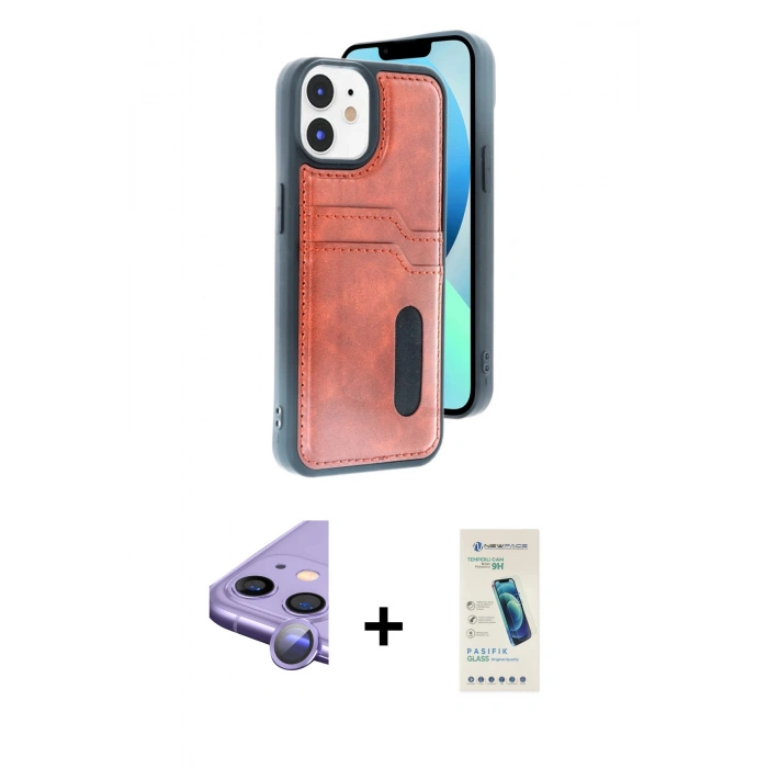 MARSİLYAN™- iPhone 11 Kılıf Yörünge Işık Serisi - Şeffaf Pasifik Cam Ekran Koruyucu + Raze Metal Kamera Lens - MR