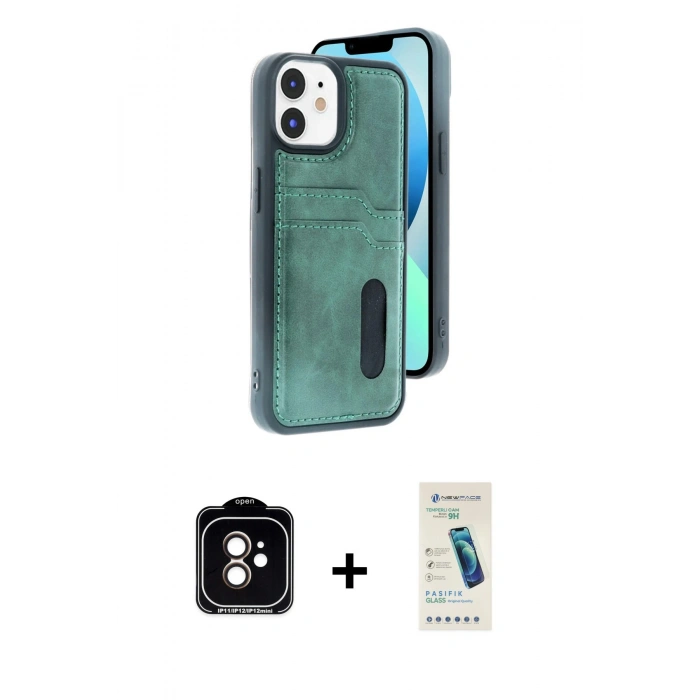 MARSİLYAN™- iPhone 11 Kılıf Yörünge Işık Serisi - Şeffaf Pasifik Cam Ekran Koruyucu + PVD Metal Kamera Lens - TU