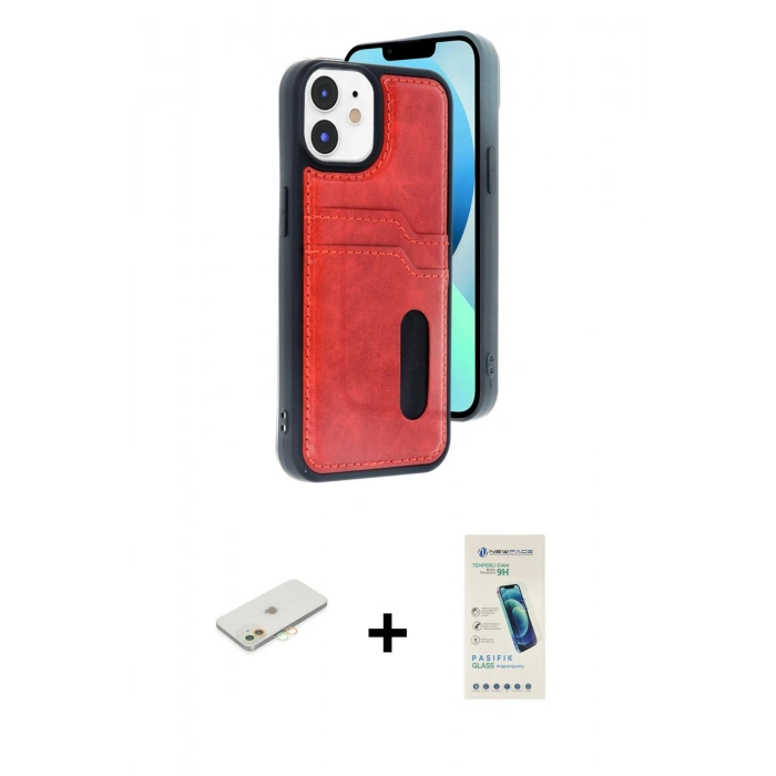 MARSİLYAN™- iPhone 11 Kılıf Yörünge Işık Serisi - Şeffaf Pasifik Cam Ekran Koruyucu + Renkli Kamera Lens Koruma Cam - TU