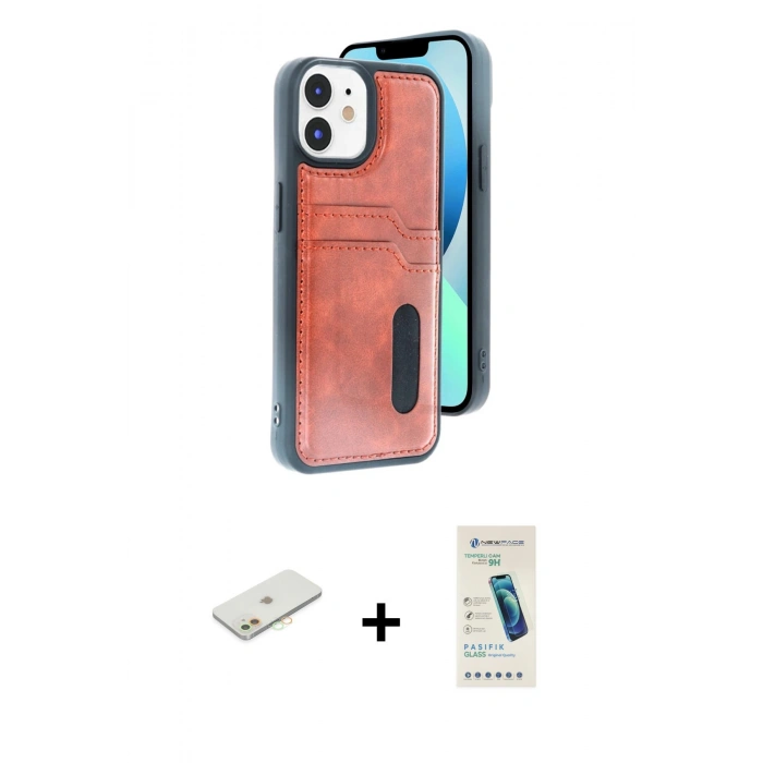 MARSİLYAN™- iPhone 11 Kılıf Yörünge Işık Serisi - Şeffaf Pasifik Cam Ekran Koruyucu + Renkli Kamera Lens Koruma Cam - TU
