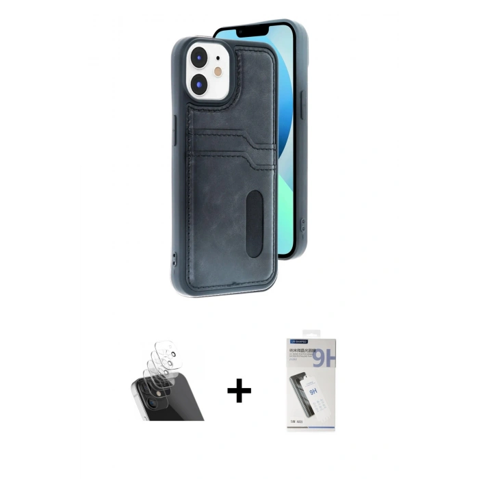 MARSİLYAN™- iPhone 11 Kılıf Yörünge Işık Serisi - Şeffaf Uv Polymer Nano Ekran Koruyucu + Kamera Lens Koruma Cam - SF