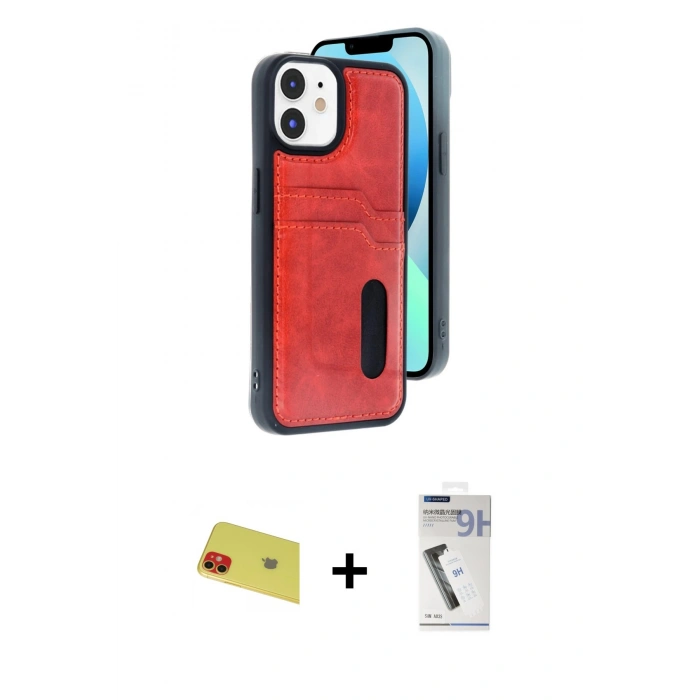MARSİLYAN™- iPhone 11 Kılıf Yörünge Işık Serisi - Şeffaf Uv Polymer Nano Ekran Koruyucu + Rainbow Kamera Lens Koruma Cam - KI