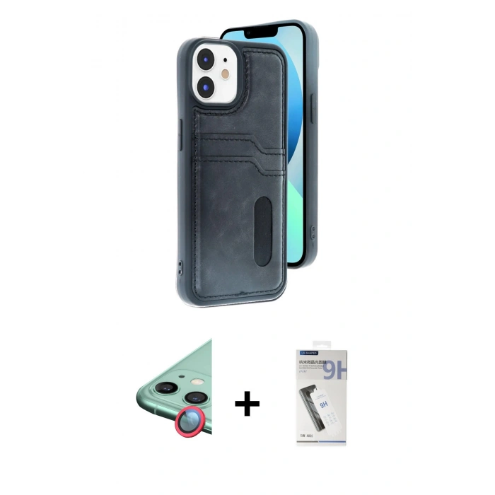MARSİLYAN™- iPhone 11 Kılıf Yörünge Işık Serisi - Şeffaf Uv Polymer Nano Ekran Koruyucu + Raze Metal Kamera Lens - KI