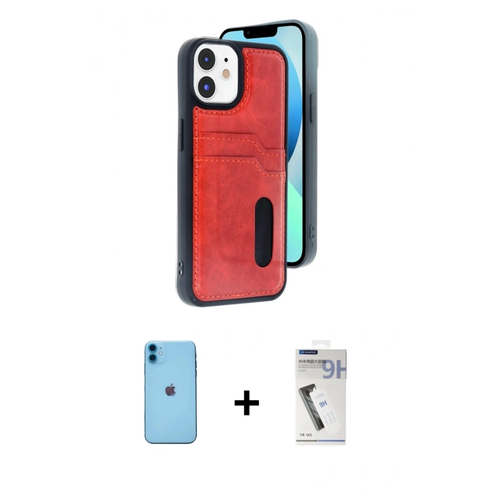 MARSİLYAN™- iPhone 11 Kılıf Yörünge Işık Serisi - Şeffaf Uv Polymer Nano Ekran Koruyucu + Neon Fosforlu Kamera Lens - MI