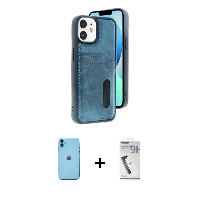 MARSİLYAN™- iPhone 11 Kılıf Yörünge Işık Serisi - Şeffaf Uv Polymer Nano Ekran Koruyucu + Neon Fosforlu Kamera Lens - MI