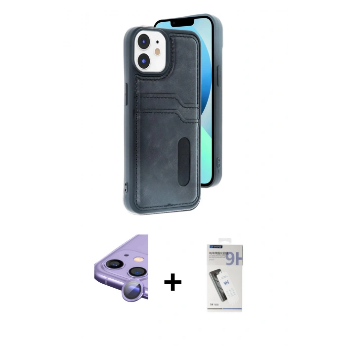 MARSİLYAN™- iPhone 11 Kılıf Yörünge Işık Serisi - Şeffaf Uv Polymer Nano Ekran Koruyucu + Raze Metal Kamera Lens - MR