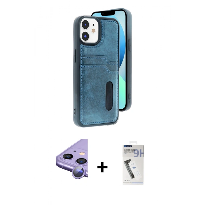 MARSİLYAN™- iPhone 11 Kılıf Yörünge Işık Serisi - Şeffaf Uv Polymer Nano Ekran Koruyucu + Raze Metal Kamera Lens - MR