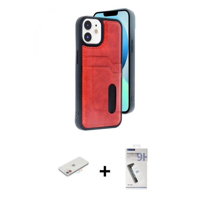 MARSİLYAN™- iPhone 11 Kılıf Yörünge Işık Serisi - Şeffaf Uv Polymer Nano Ekran Koruyucu + Renkli Kamera Lens Koruma Cam - PE