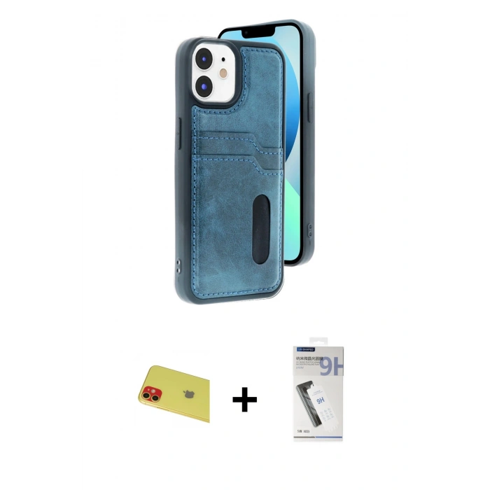 MARSİLYAN™- iPhone 11 Kılıf Yörünge Işık Serisi - Şeffaf Uv Polymer Nano Ekran Koruyucu + Rainbow Kamera Lens Koruma Cam - KI