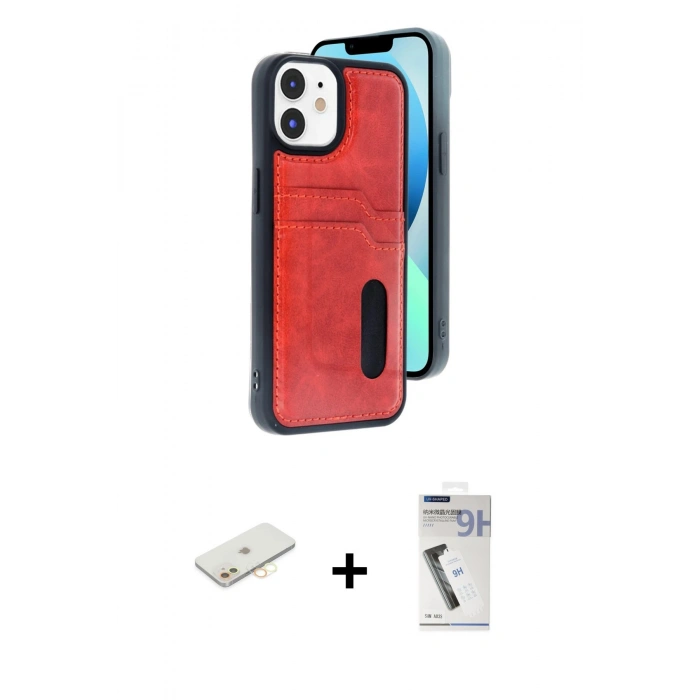 MARSİLYAN™- iPhone 11 Kılıf Yörünge Işık Serisi - Şeffaf Uv Polymer Nano Ekran Koruyucu + Renkli Kamera Lens Koruma Cam - SI