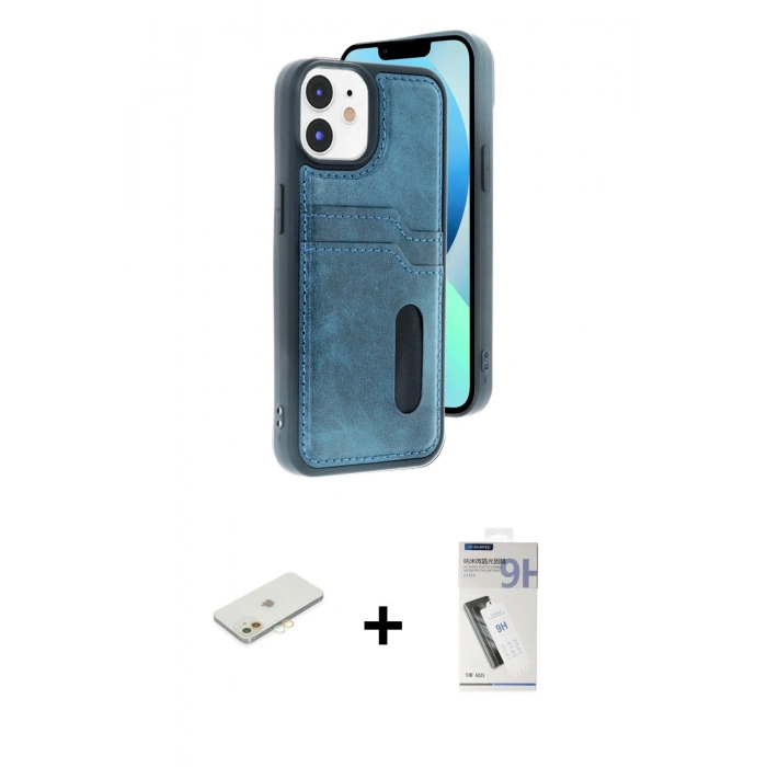 MARSİLYAN™- iPhone 11 Kılıf Yörünge Işık Serisi - Şeffaf Uv Polymer Nano Ekran Koruyucu + Renkli Kamera Lens Koruma Cam - TU