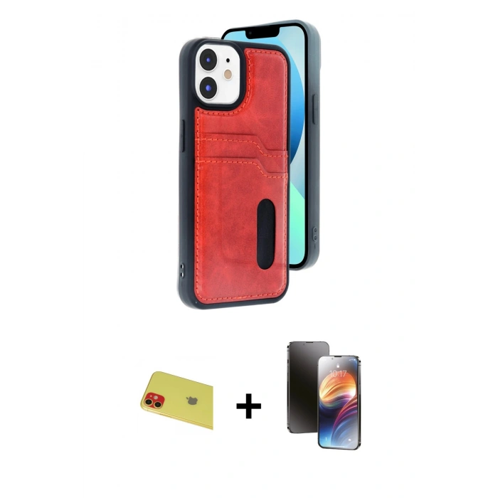 MARSİLYAN™- iPhone 11 Kılıf Yörünge Işık Serisi - Siyah 3D Antistatik Mat Seramik Nano Ekran Koruyucu + Rainbow Kamera Lens Koruma Cam - KI