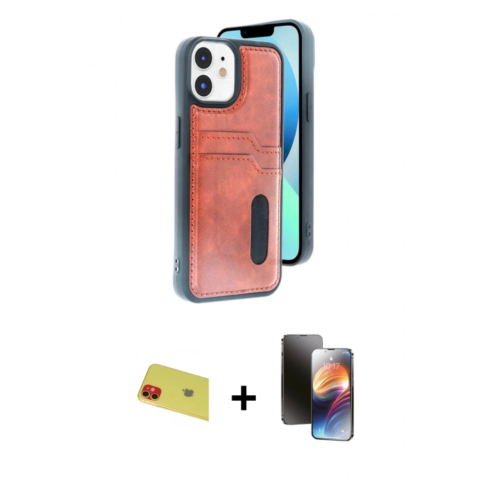 MARSİLYAN™- iPhone 11 Kılıf Yörünge Işık Serisi - Siyah 3D Antistatik Mat Seramik Nano Ekran Koruyucu + Rainbow Kamera Lens Koruma Cam - KI