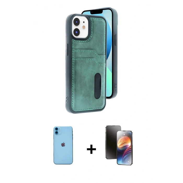 MARSİLYAN™- iPhone 11 Kılıf Yörünge Işık Serisi - Siyah 3D Antistatik Mat Seramik Nano Ekran Koruyucu + Neon Fosforlu Kamera Lens - MI