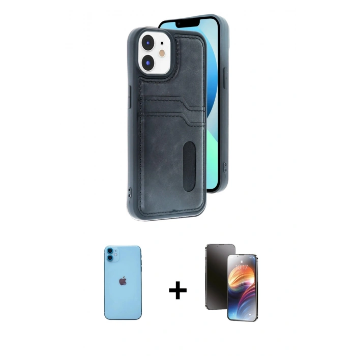 MARSİLYAN™- iPhone 11 Kılıf Yörünge Işık Serisi - Siyah 3D Antistatik Mat Seramik Nano Ekran Koruyucu + Neon Fosforlu Kamera Lens - MI