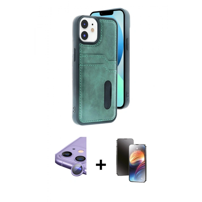 MARSİLYAN™- iPhone 11 Kılıf Yörünge Işık Serisi - Siyah 3D Antistatik Mat Seramik Nano Ekran Koruyucu + Raze Metal Kamera Lens - MR