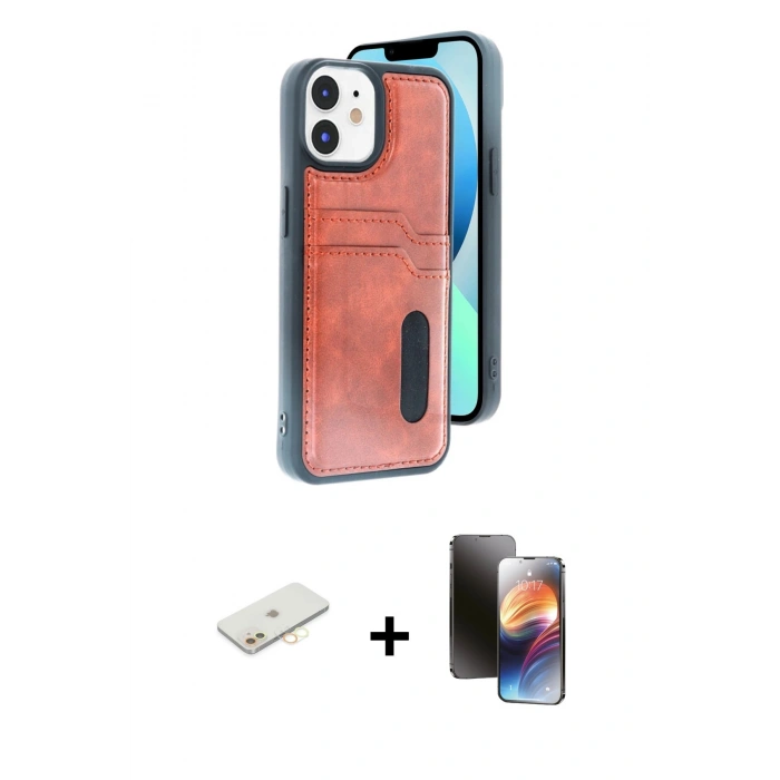 MARSİLYAN™- iPhone 11 Kılıf Yörünge Işık Serisi - Siyah 3D Antistatik Mat Seramik Nano Ekran Koruyucu + Renkli Kamera Lens Koruma Cam - SI