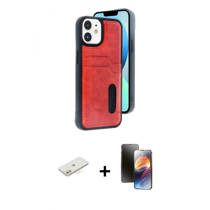 MARSİLYAN™- iPhone 11 Kılıf Yörünge Işık Serisi - Siyah 3D Antistatik Mat Seramik Nano Ekran Koruyucu + Renkli Kamera Lens Koruma Cam - SI