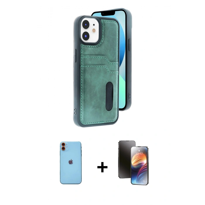 MARSİLYAN™- iPhone 11 Kılıf Yörünge Işık Serisi - Siyah 3D Antistatik Mat Seramik Nano Ekran Koruyucu + Neon Fosforlu Kamera Lens - TU