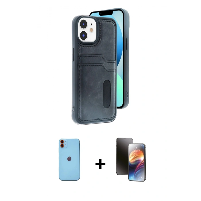MARSİLYAN™- iPhone 11 Kılıf Yörünge Işık Serisi - Siyah 3D Antistatik Mat Seramik Nano Ekran Koruyucu + Neon Fosforlu Kamera Lens - TU