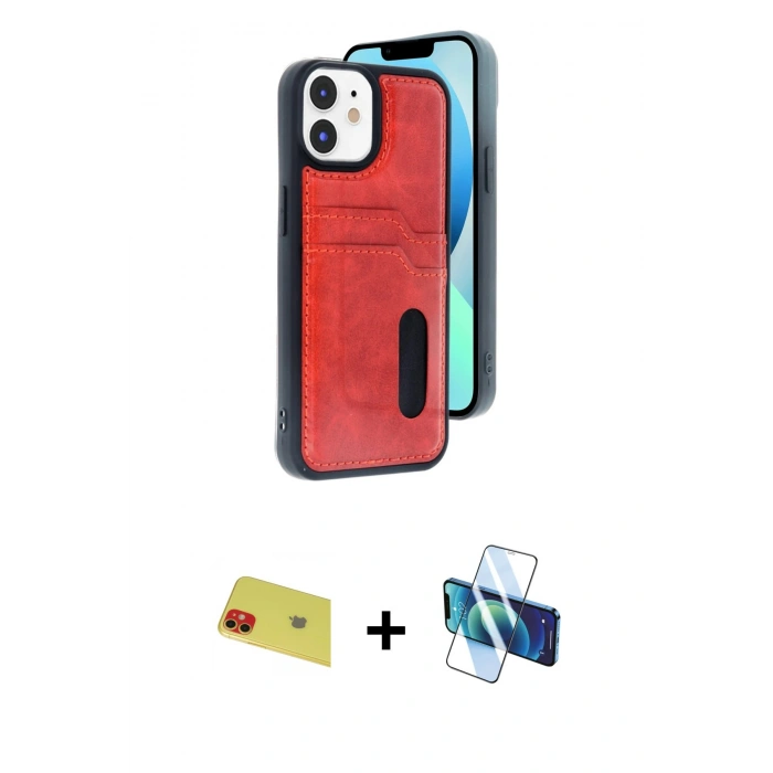 MARSİLYAN™- iPhone 11 Kılıf Yörünge Işık Serisi - Siyah 3D Antistatik Seramik Nano Ekran Koruyucu + Rainbow Kamera Lens Koruma Cam - KI