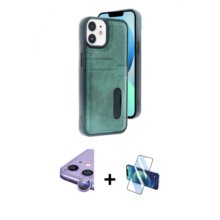 MARSİLYAN™- iPhone 11 Kılıf Yörünge Işık Serisi - Siyah 3D Antistatik Seramik Nano Ekran Koruyucu + Raze Metal Kamera Lens - MR