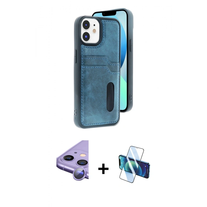 MARSİLYAN™- iPhone 11 Kılıf Yörünge Işık Serisi - Siyah 3D Antistatik Seramik Nano Ekran Koruyucu + Raze Metal Kamera Lens - MR