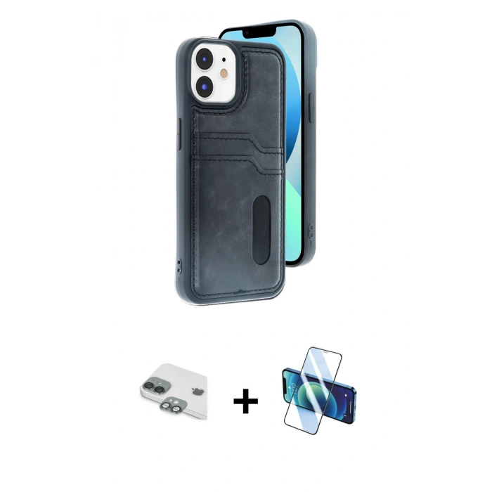 MARSİLYAN™- iPhone 11 Kılıf Yörünge Işık Serisi - Siyah 3D Antistatik Seramik Nano Ekran Koruyucu + Pers Alüminyum Kamera Lens - YL